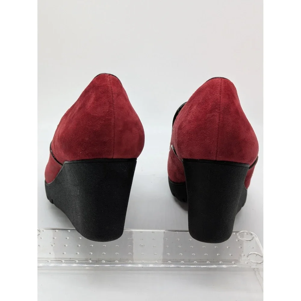 Donald J Pliner Melia Womens 9.5 M Red Suede Wedge Loafers Slip On Heels
